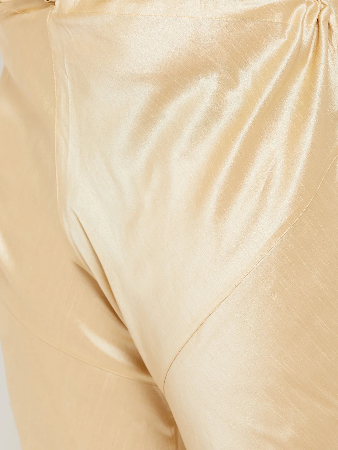 Men's Plus Size Golden Silk Blend Kurta Pyjama Set - Image 5