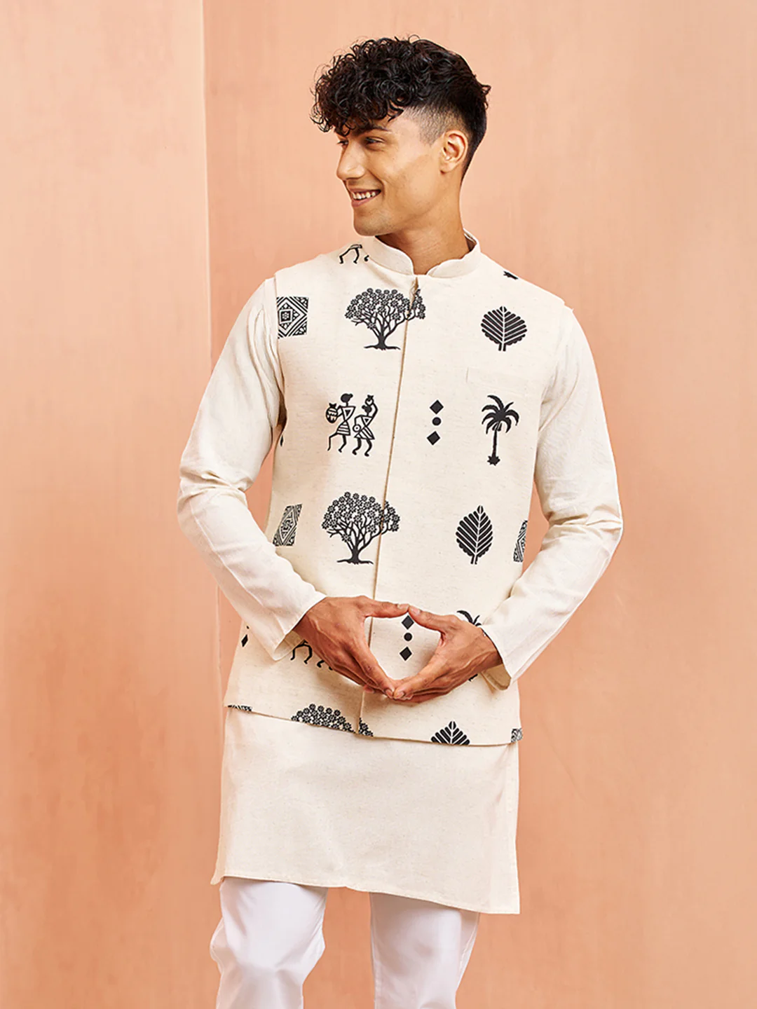 Men's Cream Cotton Jacket - Image 3