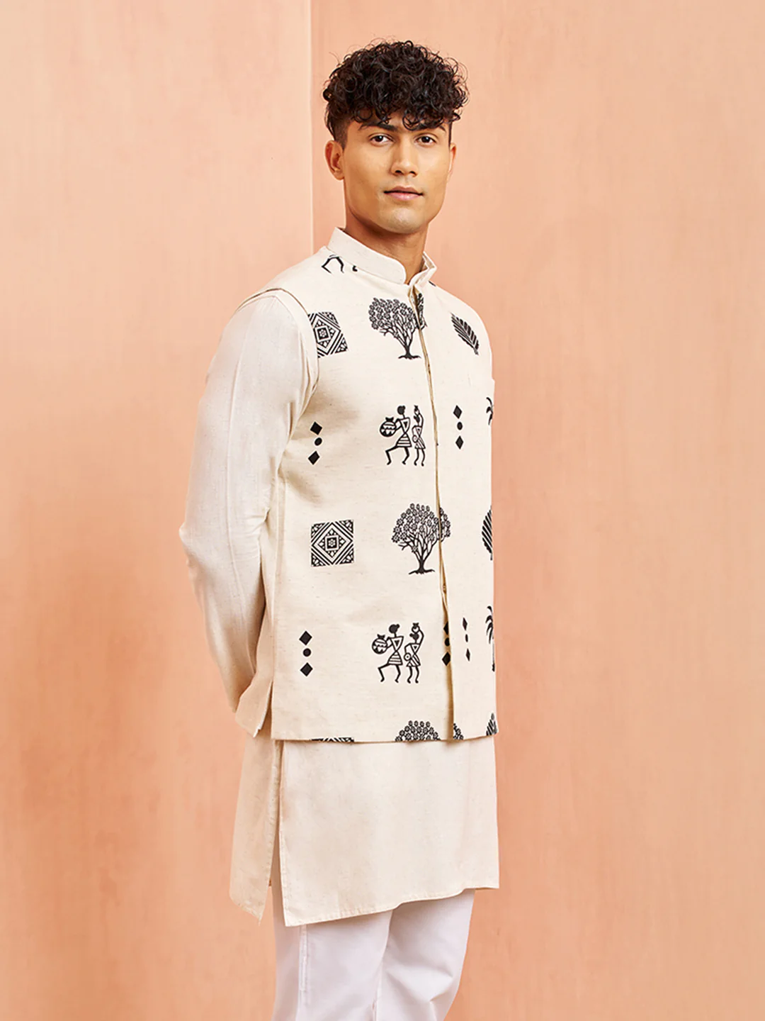 Men's Cream Cotton Jacket - Image 4