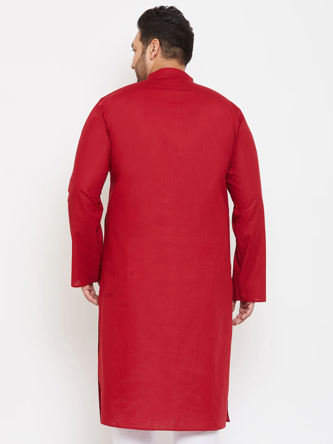 Men's Plus Size Maroon Cotton Kurta - Image 3