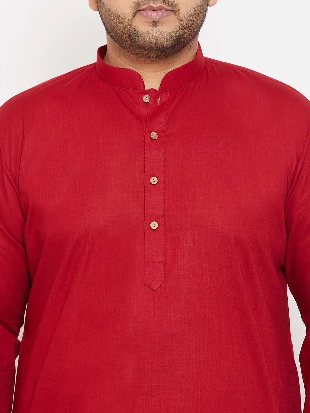 Men's Plus Size Maroon Cotton Kurta - Image 4